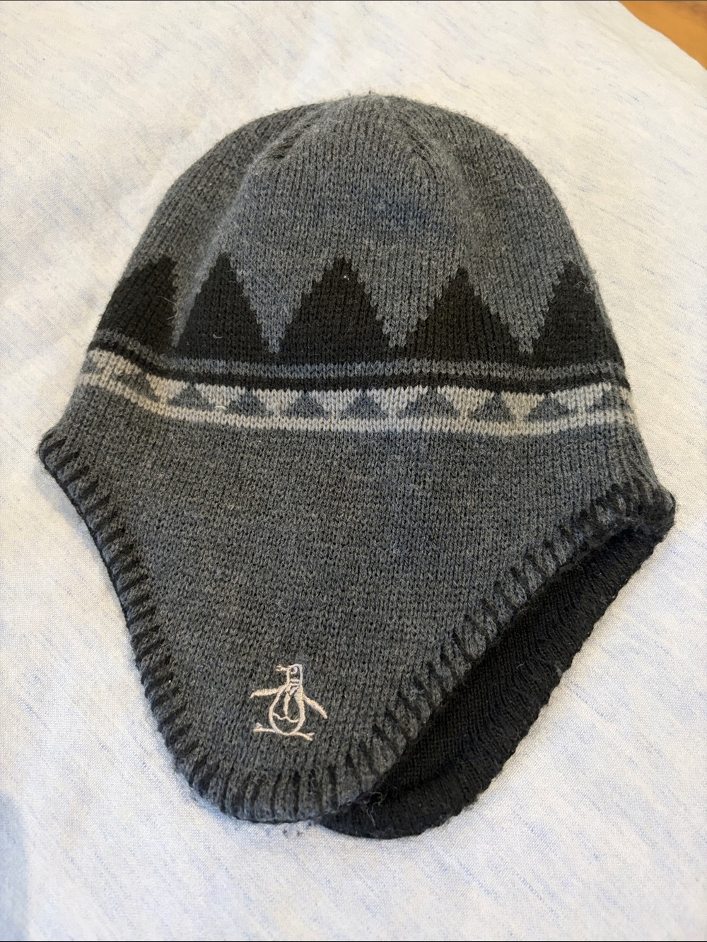 Gray Penguin Logo Earflap Beanie